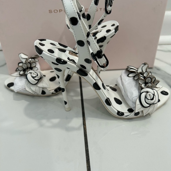 Sophia Webster Black and White Heels with Floral Accents